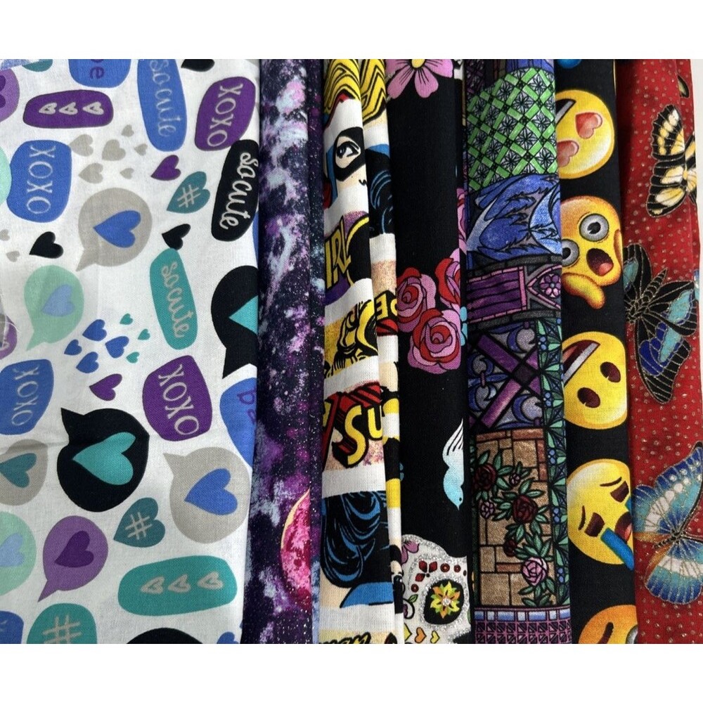 Fabric Lot 7 Cotton Quilting Pieces Crafts Sewing Art Project Cotton Prints